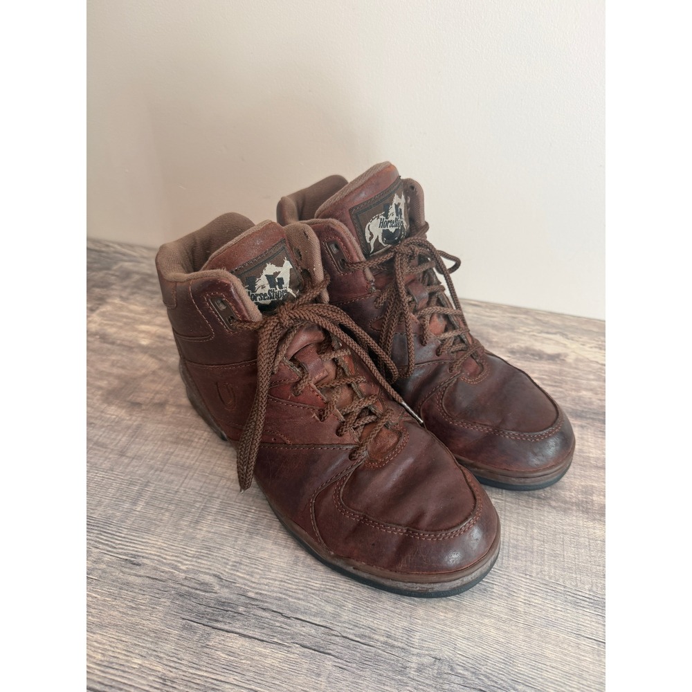 Roper Horseshoes Brown Leather Lace Up Equestrian Boots Womens 8 21-320-120